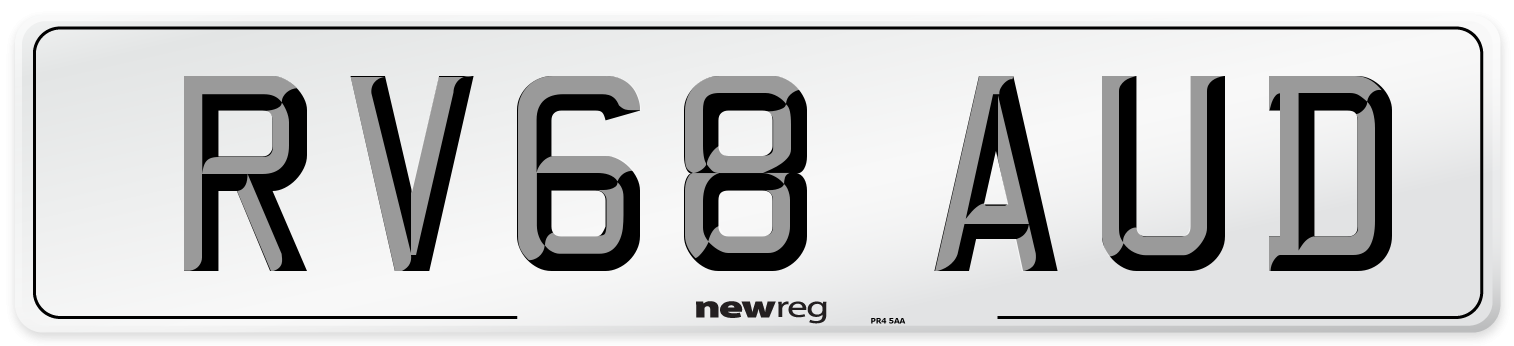 RV68 AUD Number Plate from New Reg